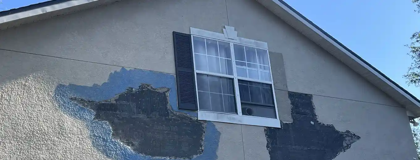 The extent of an opened wall during a stucco repair
