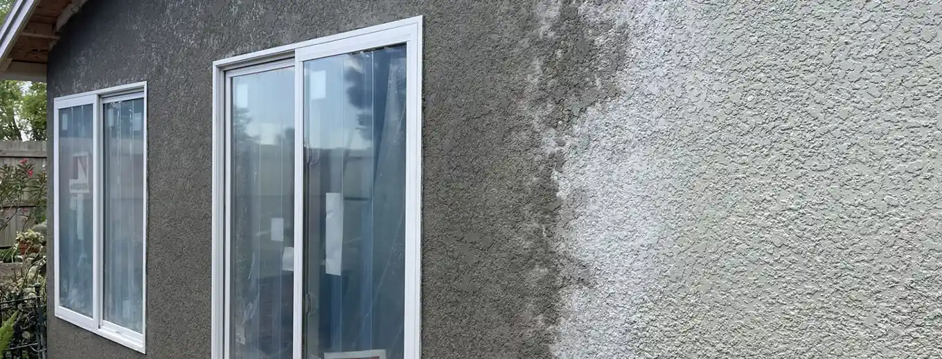 Fresh stucco texture-matched around new windows, Central Florida example