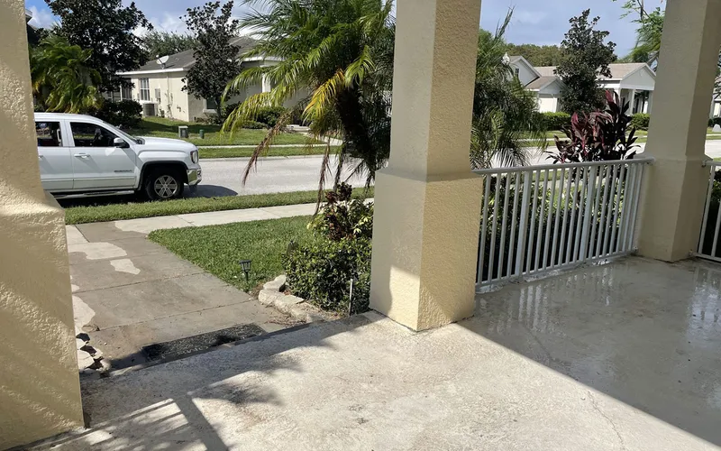 Porch columns freshly rebuilt and finished, Central Florida example